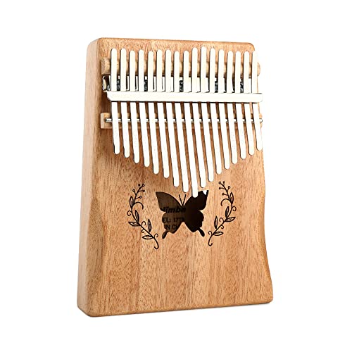 Kalimba Thumb Piano - 17-Key Musical Instrument Mahogany Material Easy to Learn Thumb Piano for all (Log Color Butterfly)