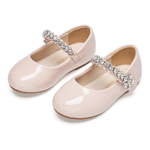 Image of PHIRAMIN Toddler Flower Girl Glitter Dress Shoes Little Girl Ballet Flats Bow Wedding Party
