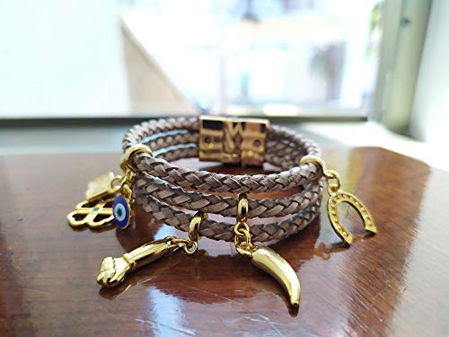 Pulseira Feminina Sorte em Couro Ecológico Trançado