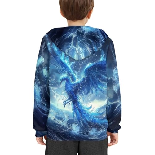 Image of WELLFLYHOM Boys Hooded Sweatshirts Hoodie Pullover Cool Graphic Crewneck Blouses Size 6-16