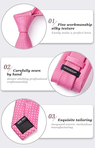 Image of HISDERN Polka Dot Ties for Men Classic Silk Ties and Pocket Square Formal Business Necktie Handkerchief Wedding Party