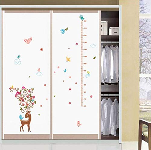 Pájaro de dibujos animados sika ciervo pegatina de altura habitación de los niños dormitorio medidor de altura pegatinas de pared decoración del hogar 135 * 80 cm