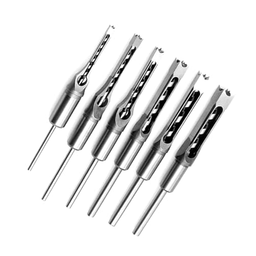 LUCKDANO 5pcs Square Hole Drill Bit Set - High Hardness Carbon Steel Woodworking Drill Bits, 1/4 Inch to 5/8 Inch, Efficient Mortising Tools for Woodworking Projects (6pcs)