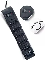 Filtro de Linha 6 Tomadas Bivolt Extensão Elétrica Proteção Contra Surtos, Curto-Circuito e Sobrecarga