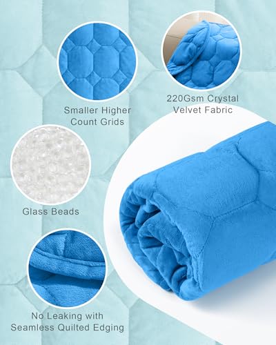 Image of Cottonblue Weighted Lap Blanket 7lbs, Cozy Luxury Crystal Velvet Weighted Blanket for Adults, Small Weighted Blanket for Relaxation, Sleeping, Travel, Dark Blue, 29 inch x 24 inch