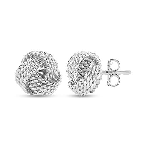 LeCalla Sterling Silver Love Knot Stud Earrings - Lightweight Italian Design Twisted Earrings for Women