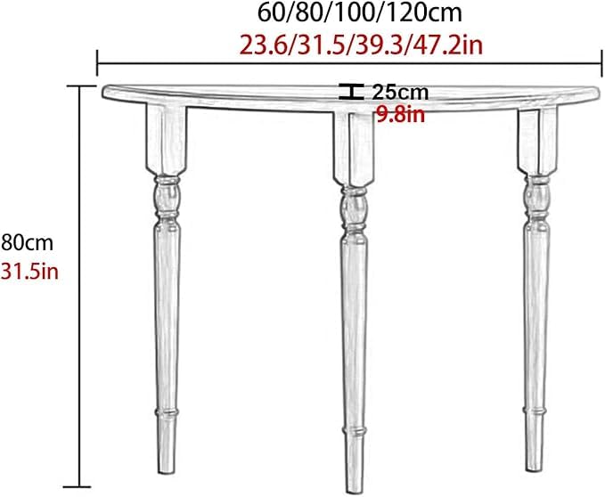 Half Moon Console Table with Storage | Narrow Wooden Entryway Accent Table | Solid Semi-Circle Design for Living Room, Hallway, Foyer, Entrance (60cm/23.6in) 1