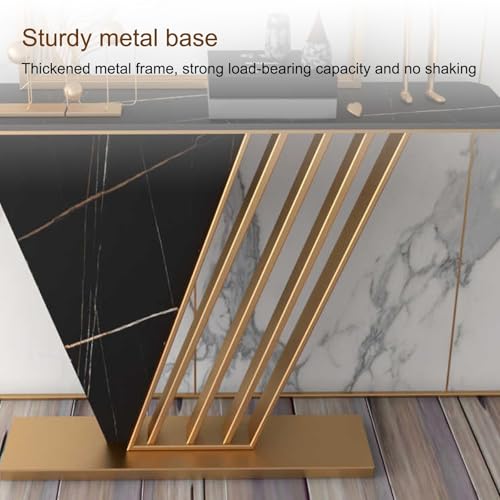 Mesa de sofá de entrada de 80 cm y base de metal beige de estilo industrial 7
