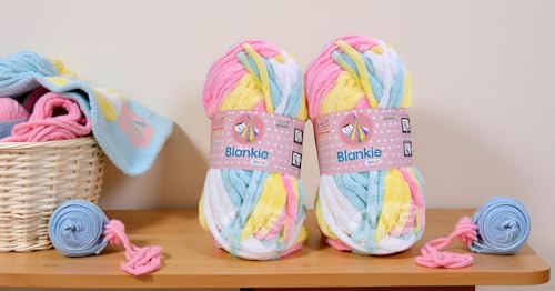 Image of M.G Enterprise Ganga Knitting Yarn Thick Chunky Wool, Blankie Mayo 200 gm Best Used with Knitting Needles, Crochet Needles Wool Yarn for Knitting, with Needle.-S, Multi