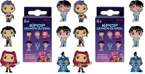 Loungefly - KPop Demon Hunters - Spille smaltate Blind Box - 1 dei 6 personaggi - Jinu, Rumi, Zoey, Mira, Derpy - Possibilità di ottenere la variante rara Chase: Jinu con segni demoniaci luminosi