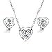 Produktbild Majesto SchmuckSet Halskette Anhänger Kristall und Ohrstecker Ohrringe Herz Liebe für Damen Mutter kleines Mädchen Teenager - Geschenk Schmuck Zubehör 925 Sterling Silber versilbert