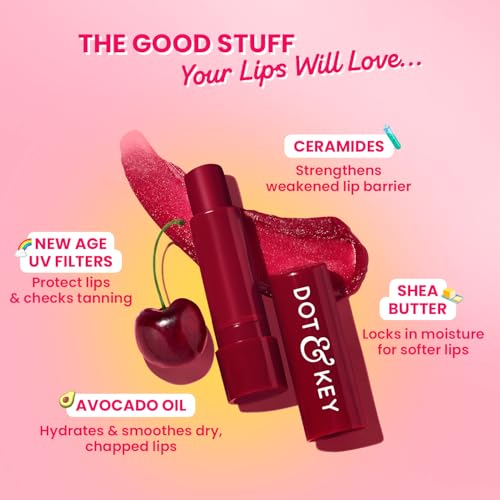 Image of Dot & Key Barrier Repair Hydrating Lip Balm SPF 50 | Cherry Crimson | Repairs Damaged Lip Barrier | High Tinted | 4.5 gm