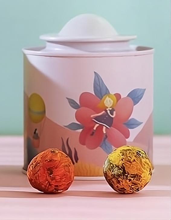 Bolas de Té de Flor, Pack de 10 Infusiones en Lata Decorativa Rosa, Flores Enteras que se Abren al Infusionar