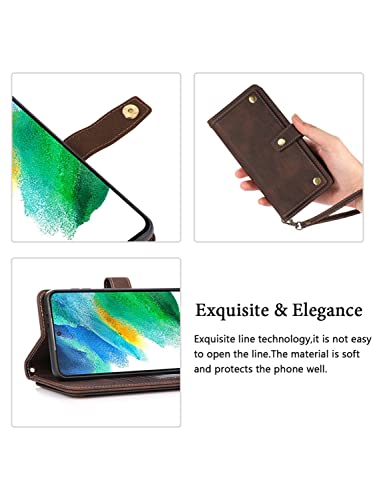 Sinqerisht Crossbody Wallet Case Compatible With Samsung Galaxy S20 Plus Leather Purse Phone Case With Card Holder & Wrist Strap Magnetic Flip Pu Kickstand Cover For Women Girls(Brown) #TOP5