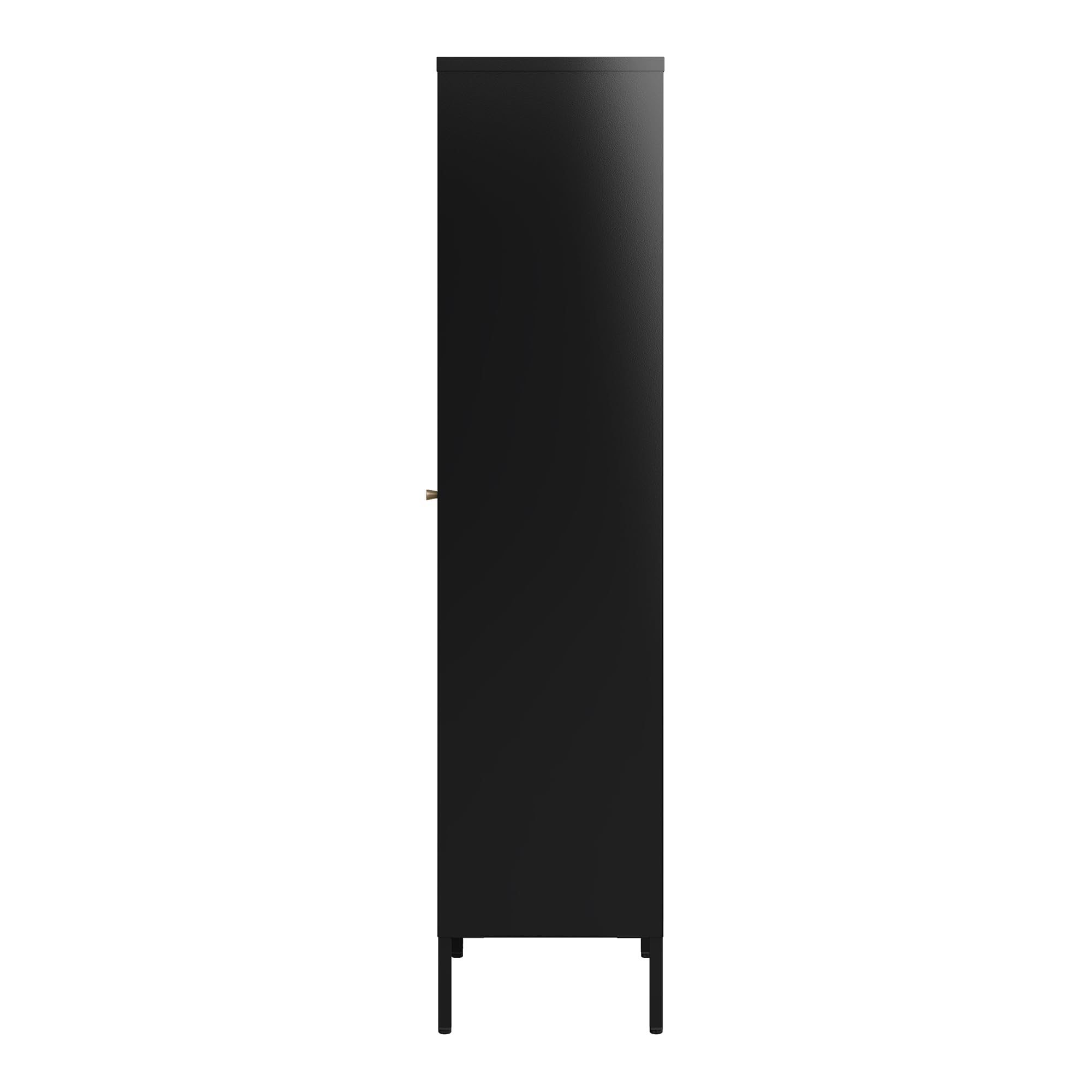 [en.casa] Armadio a Vetrata con 4 Scomparti Credenza Alta Libreria Espositiva Vetrinetta Anta in Vetro Semitrasparente Scanalato 150 x 50 x 35 cm Mobile in Acciaio - Nero