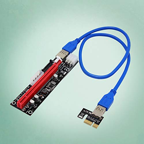 Almencla PCI-E Riser, 1 X para 16 X Placa Adaptador de Mineração de Extensão de Gráficos (4 pinos, 6