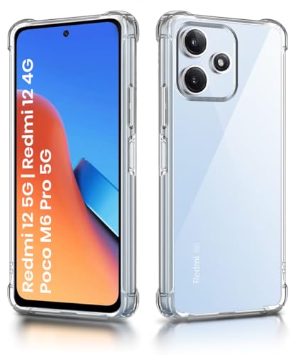 Image of WOW IMAGINE Clear Back Cover Case for Mi Redmi 12 5G | Redmi 12 4G | Poco M6 Pro 5G | Shockproof Soft TPU Case | Cushioned Edges for Ultimate Protection Back Cover Case - Transparent