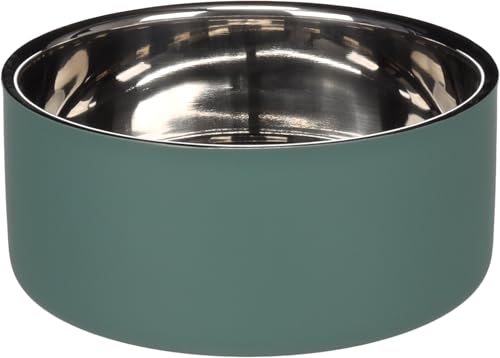 ciotola per cani - grande ciotola Xara verde in acciaio inox - doppia parete antiscivolo - 1,9L