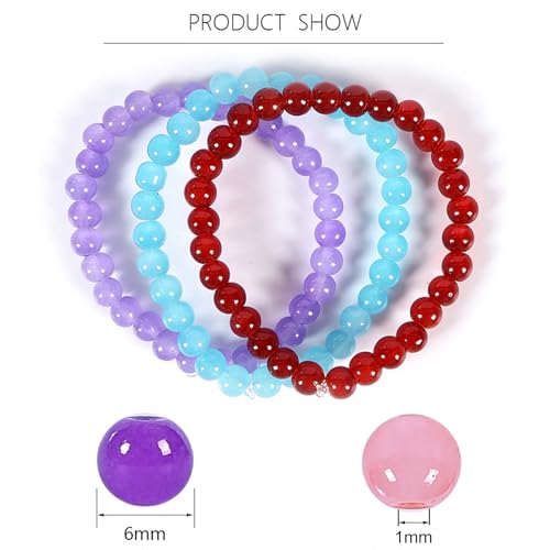 AONUOAO 1400 contas de vidro redondas de 6 mm para kit de fabricação de pulseiras, 1 caixa de contas