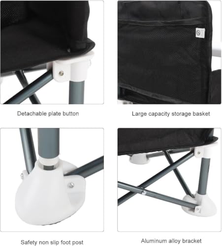 Image of Portable Baby Foldable High Chair with Detachable Feeding Tray, Kids Dining Booster Seat with Safety Belt, Lightweight Foldable Infant Feeding Chair for Home, Dining & Travel (Black)