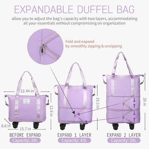 Image of Foldable Shopping Trolley Bag with Wheels | Lightweight, Waterproof, Expandable Rolling Tote, Multi-Use with Handles, Compact & Stylish