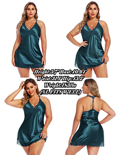 Image of Avidlove Women Lingerie Satin Lace Chemise Nightgown V Neck Mini Babydoll Sexy Full Slips Sleepwear S-4XL