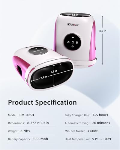 Image of CINCOM Hand Massager with Heat and Compression, Finger and Palm Massage Machine for Pain Relief, Arthritis and Improved Circulation, Gifts for Women, Cordless and Rechargeable (White)