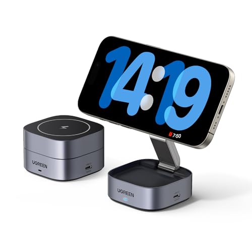 UGREEN MagFlow ワイヤレス充電器 2in1 MagSafe対応 折りたたみ式 マグセーフ...
