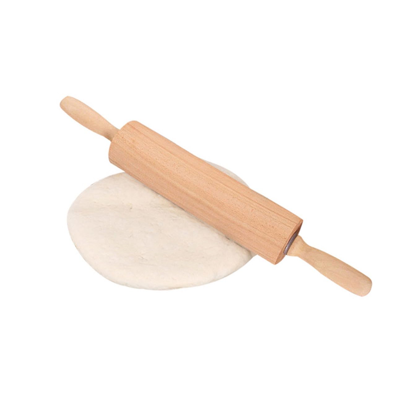 Cabilock 2piezas Rodillos de Madera Pintar sin Cera para Hornear Pan Pasteles Galletas Pizzas Tartas y Fondant Talla