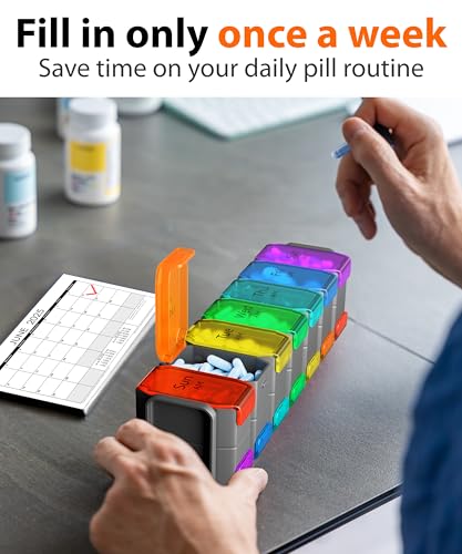 Image of Extra Large Pill Organizer 2 Times a Day - XL Pill Box 7 Day with Big AM /PM Compartments - Fits Large Vitamins, Supplements & Gummies, for 7 or 14-Day Use, Color-Coded, Senior-Friendly, No Spills