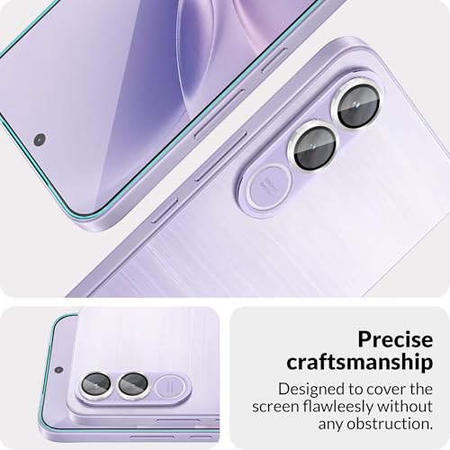 Image of FIRST MART Tempered Glass for Vivo V70 FE 5G with Silver Camera Ring Guard & Installation Kit | HD Clear Edge-to-Edge Screen Protector, Scratch Resistant, Case-Friendly | Pack of 1