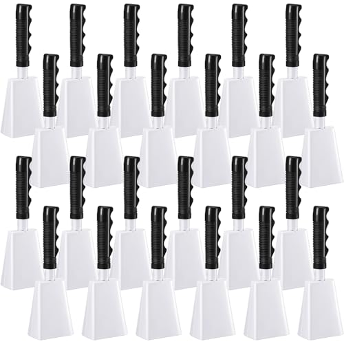 Boao 24 Pack Cow Bell with Handles Cowbells for Sporting Events White
