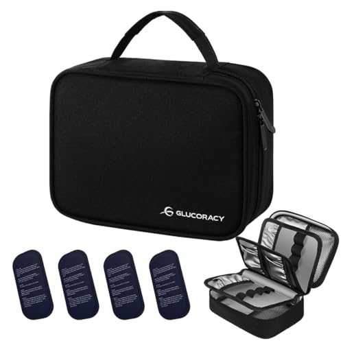 Glucoracy Large Insulin Cooler with 4 Ice Packs