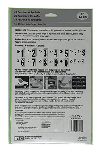 HY-KO Autoadesivo de 5 cm, números de vinil preto e branco (pacote com 2) e letras (pacote com 2)