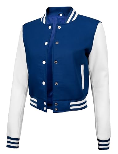 Decrum Cropped Varsity Jacket Women - Casual Highschool Bomber Style Womens Baseball Jackets