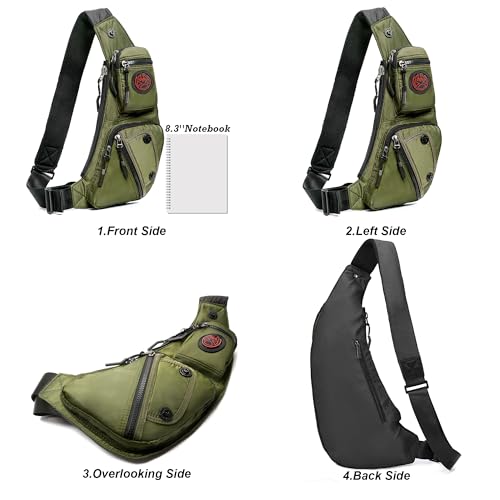 Image of NICGID Sling Bag Chest Shoulder Backpack Crossbody Bags Casual Daypack for Men Women, Army Green-2620n, Small, Travel