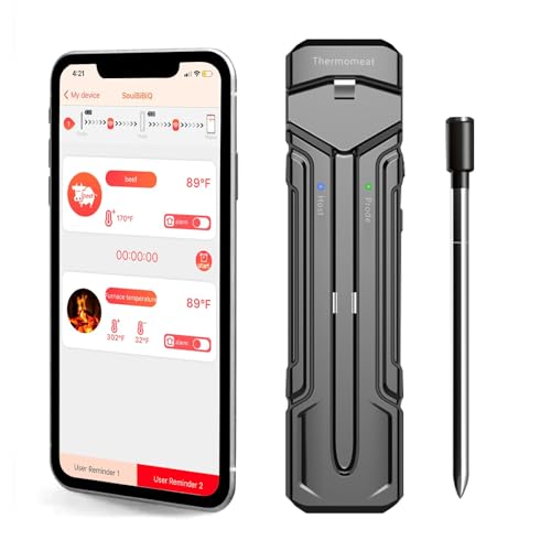 Wireless Meat Thermometer – 262FT Meat Thermometer Bluetooth for Inside and Outside Grilling, Grill Thermometer with 2 in 1 Probe, Digital Cooking Thermometer with Smart App for Smoker,Oven and BBQ 1