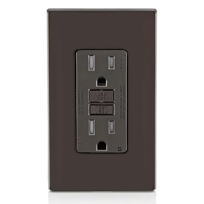 Image of Leviton Dual-Function AFCI /GFCI Outlet, 15 Amp, Self Test, Tamper-Resistant with LED Indicator Light, Protection from Both Electrical Shock and Electrical Fires in One Device, AGTR1, Brown