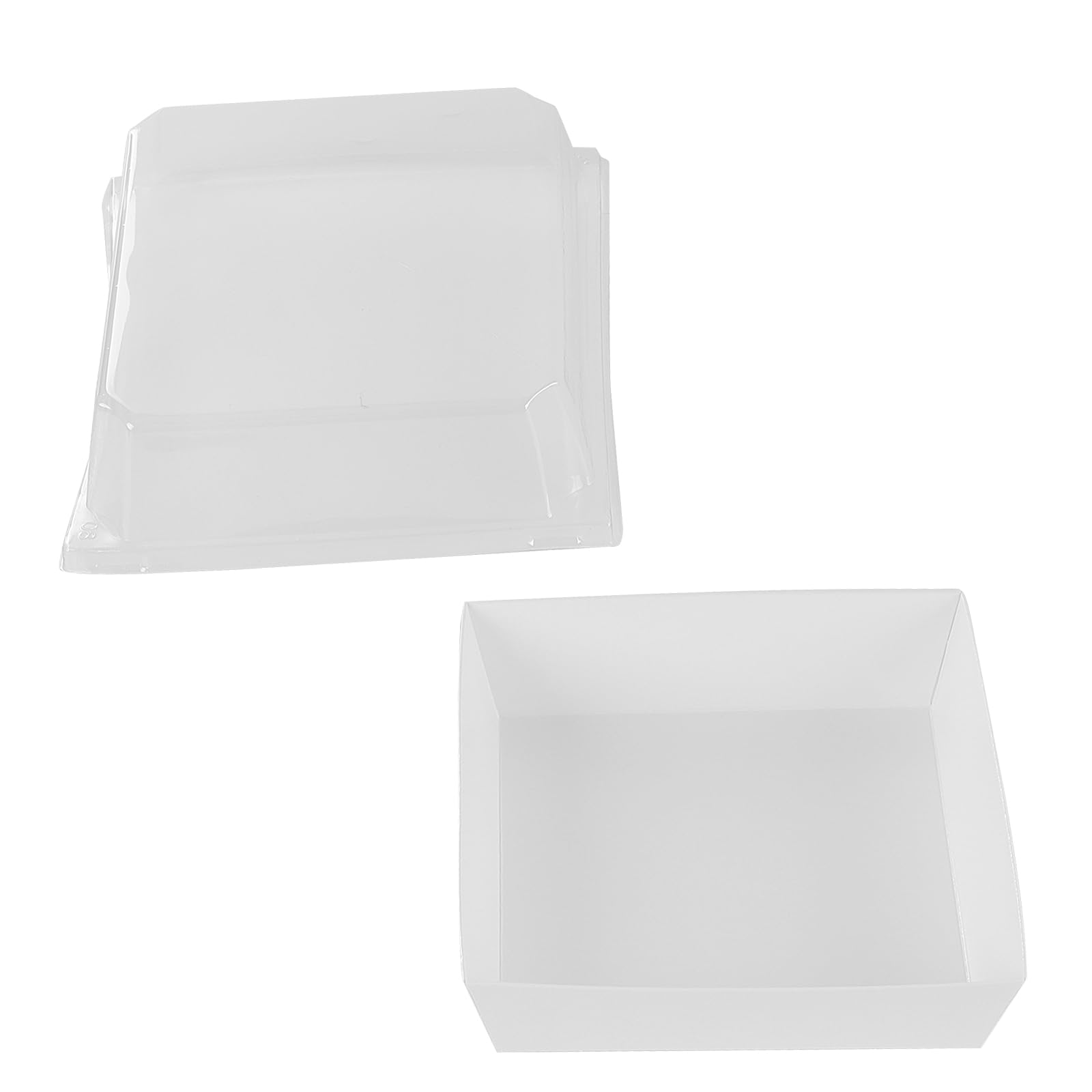 PINGEUI 100 cajas para rebanadas de pastel con tapas transparentes, caja de papel de 5 pulgadas, cajas de pastel para porciones de pasteles, sándwiches, galletas, color blanco