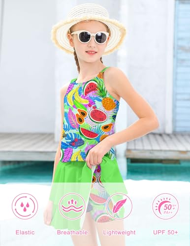 Image of ALISISTER Girls Tankini Swimsuit Two Piece Bathing Suits Summer Beach Swimwear with Shorts for 7-12 Years