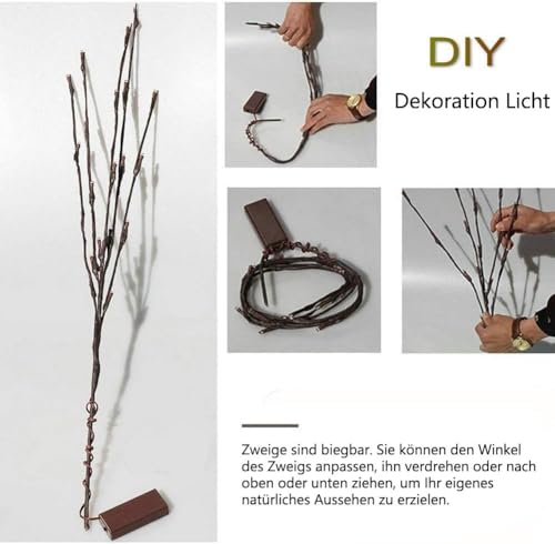 Image of DK177 2 Pack Led Branch Light Battery Operated Lighted Branch Vase Filler Willow Tree Artificial Little Twig Power Brown 30 Inch 20 LED for Indoor Romantic, Multicolor Light