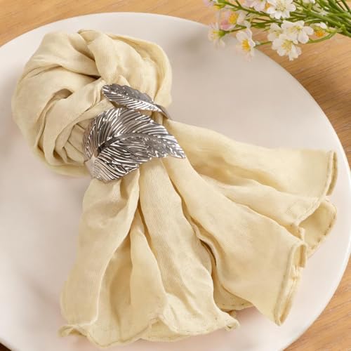 Image of MLMC 10 Pack Champagne Cheesecloth Napkins Bulk Washable Cloth Napkins Set of 10 21 inchx21 inch Sand Rustic Boho Gauze Dinner Table Napkins for Wedding Bridal Shower Family Gathering Decor
