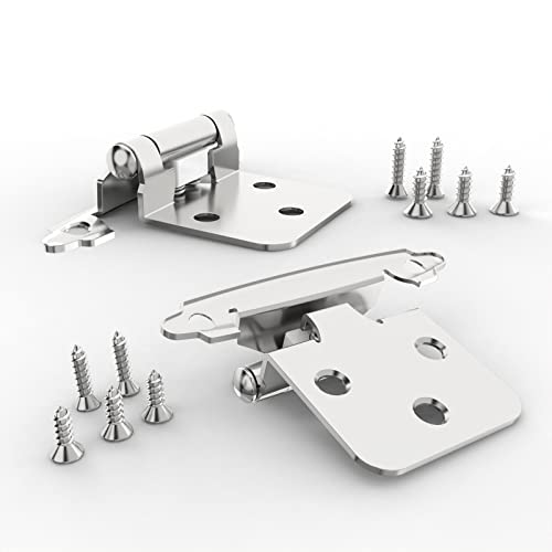 Chibery 1/2 Inch Overlay Cabinet Door Hinges, 5 Pairs(10 Pack) Hinges For Kitchen Cabinets Self-Closing Decorative, For Flush Face Mount Variable Kitchen Cabinet Doors Satin Nickel, Satin Nickel #TOP5