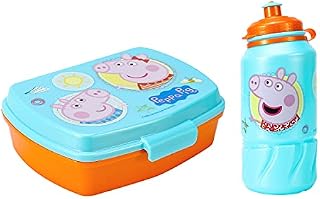 Peppa Pig Lunch Box and 400ml Drinking Bottle for Kids Children School Travel, BPA Free
