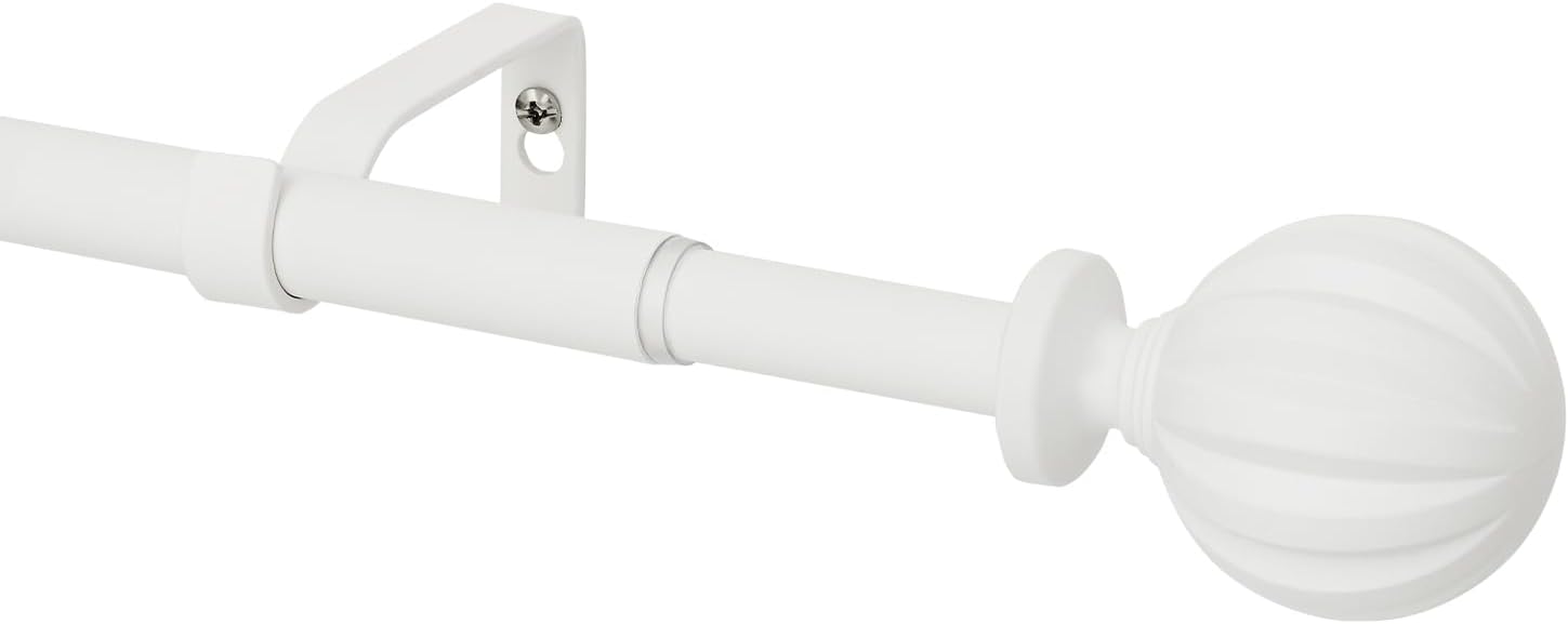 Curtain Rod,Window Curtain Rods for Windows Easy Installation,Adjustable Decorative Curtain Rod 3/4 Inch Diameter Single Window Curtain Rod Set, 48 to 84 Inches, White