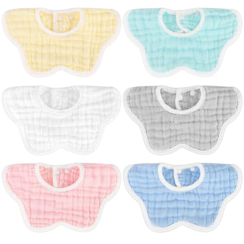 Accmor Muslin Baby Bibs 6 Pack Baby Bandana Drool Bibs for Unisex Boys Girls, Cotton Baby Drool Bibs for Teething Drooling ﻿