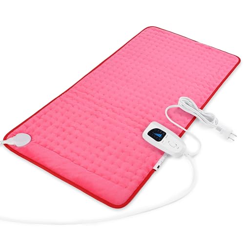 Image of Deepsoon Heating Pad,Electric Heating Pads for Back,Neck,Moist Heating Pad for Abdomen Shoulder Knee Legs,Dry /Moist Heat&Auto Shut Off,Mother's Day Birthday for Men and Women,Fuchsia,33x17 Inch