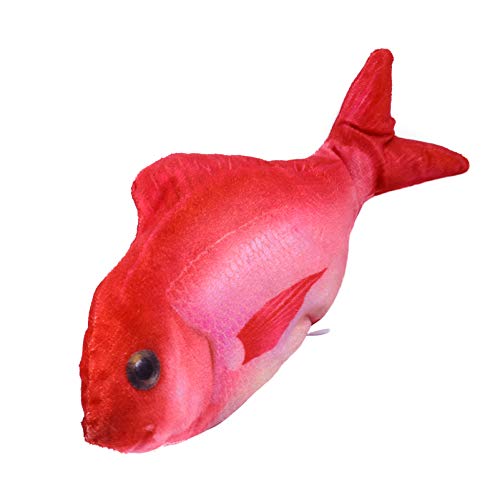 Kisangel Brinquedo de peixe vermelho elétrico em movimento de 30 cm, brinquedo interativo com luz