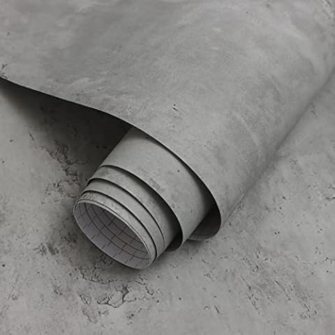 VANISA Grey Concrete Wallpaper Industrial Self Adhesive Wallpaper 40×300cm Peel and Stick Vinyl Contact Paper Matte Sticky Back Plastic Removable Furniture Sticker Bedroom Kitchen Table Decor Paper Cover