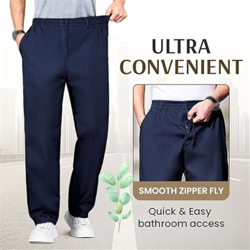 Puliam Mens Stretch Pants, Easetactic - Flex Fit Zipper-Pocket Durable Pants, Bromute Pant for Men with Elastic Waist2